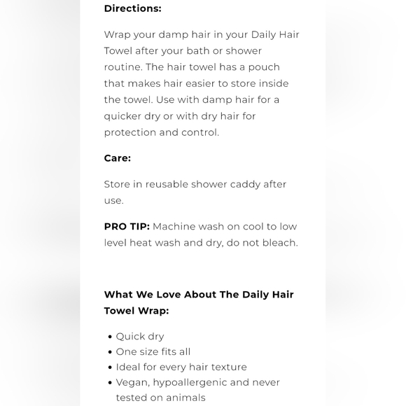 Daily Concepts White Hair Wrap Towel - Picture 7 of 7